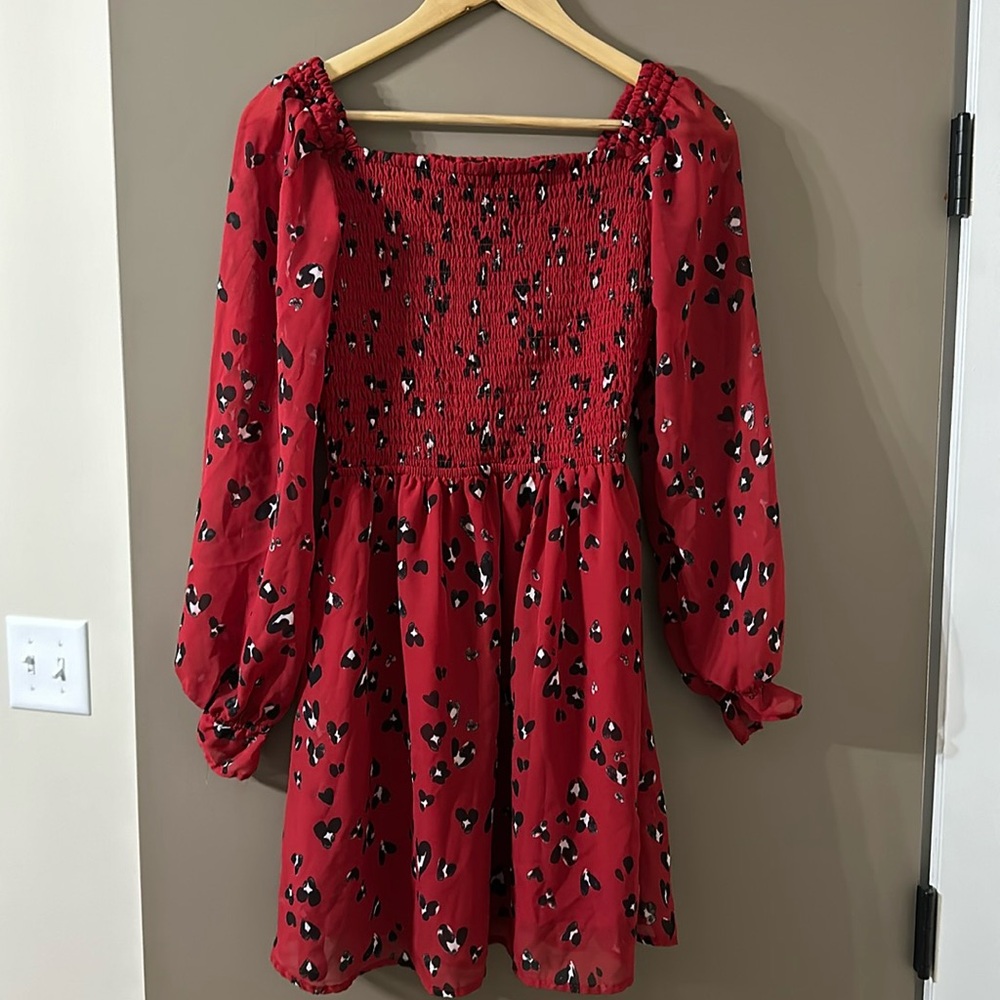 Girl Art Glass maroon animal print dress size XL (14/16) Excellent condition!